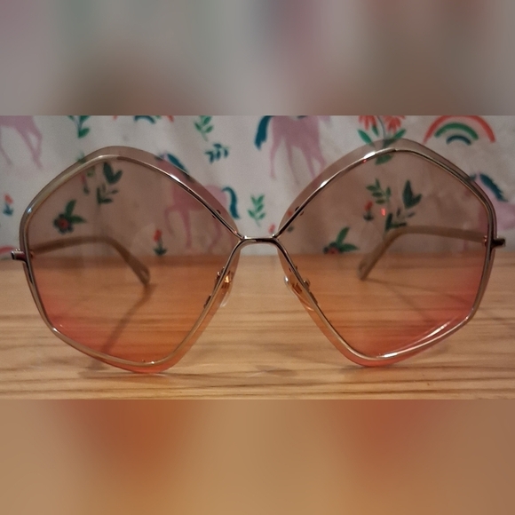 Chloe Layha Gold Tone & Pink Gradient UV Bohemian Casual Neutral Sunglasses main image 10